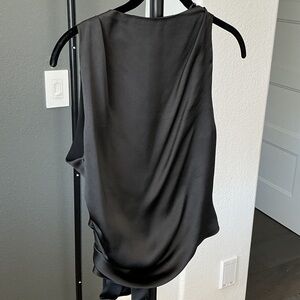 Zara Black Satin Sleeveless Backless Wrap Top NWT L